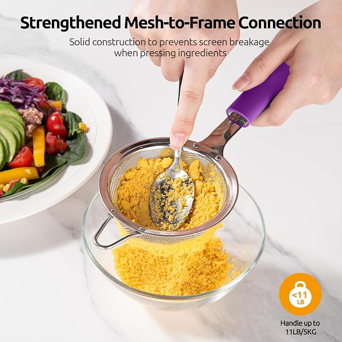 U-Taste Small Fine Mesh Strainer: 18/8 Stainless Steel 3.35in 30 Mesh Kitchen