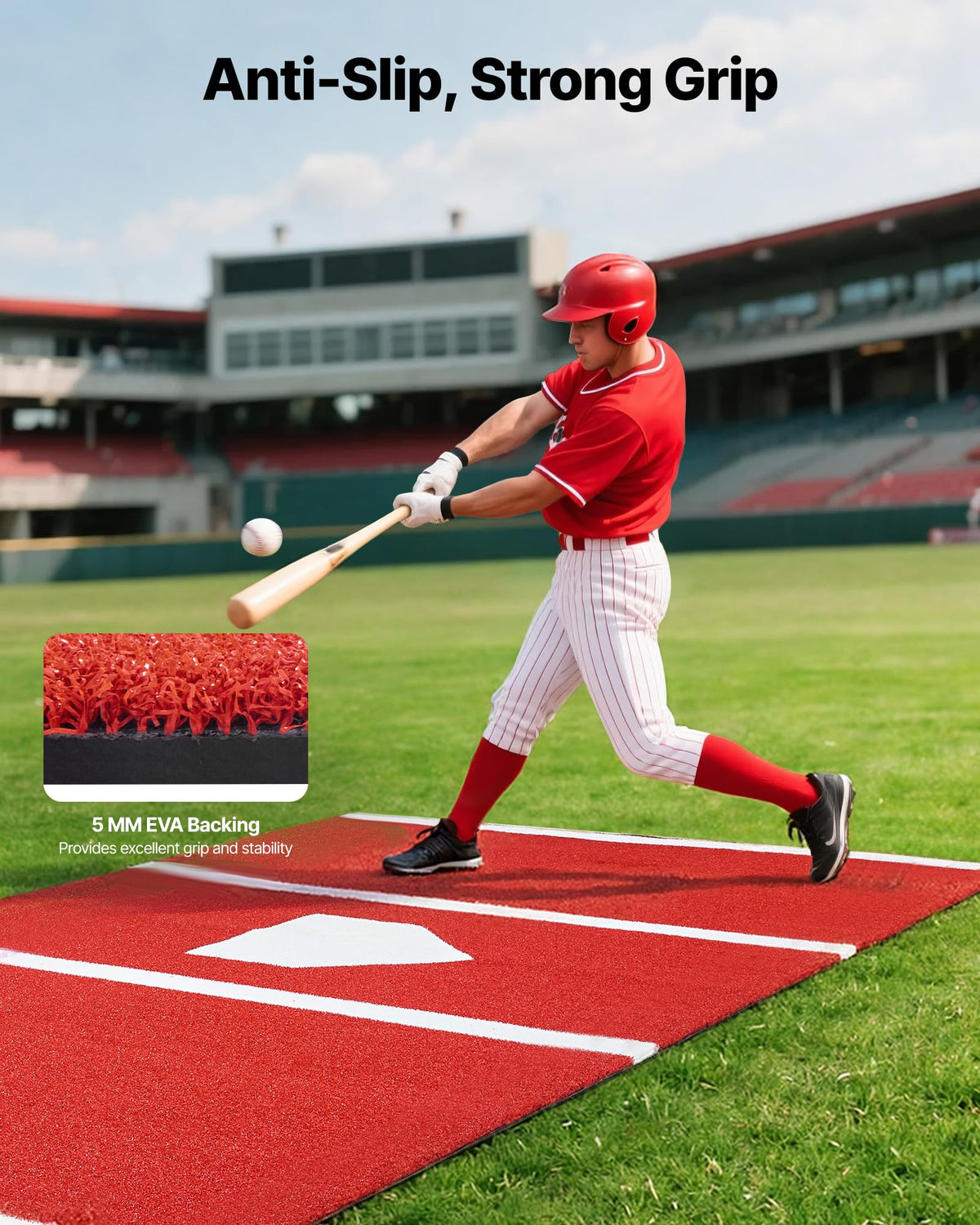 VEVOR 12x6ft Baseball/Softball Batting Mat with Home Plate - Anti-Fade Turf, Portable Hitting Trainer for Cage/Indoor/Outdoor Practice