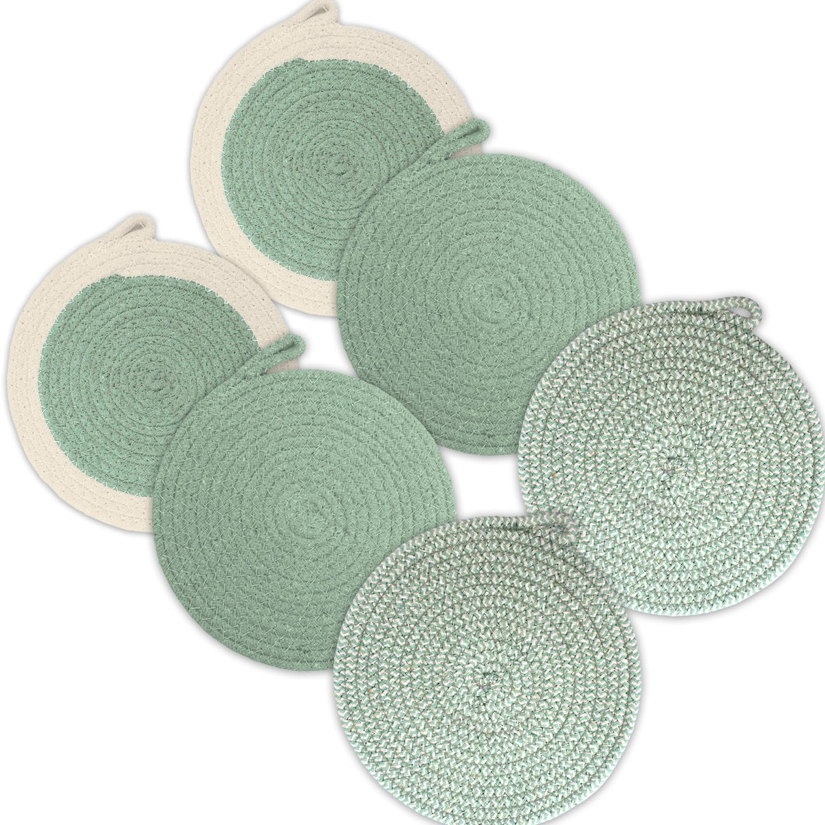 Encasa XO Round Trivet Mats, Heat Resistant Cotton 7" Grey Combo