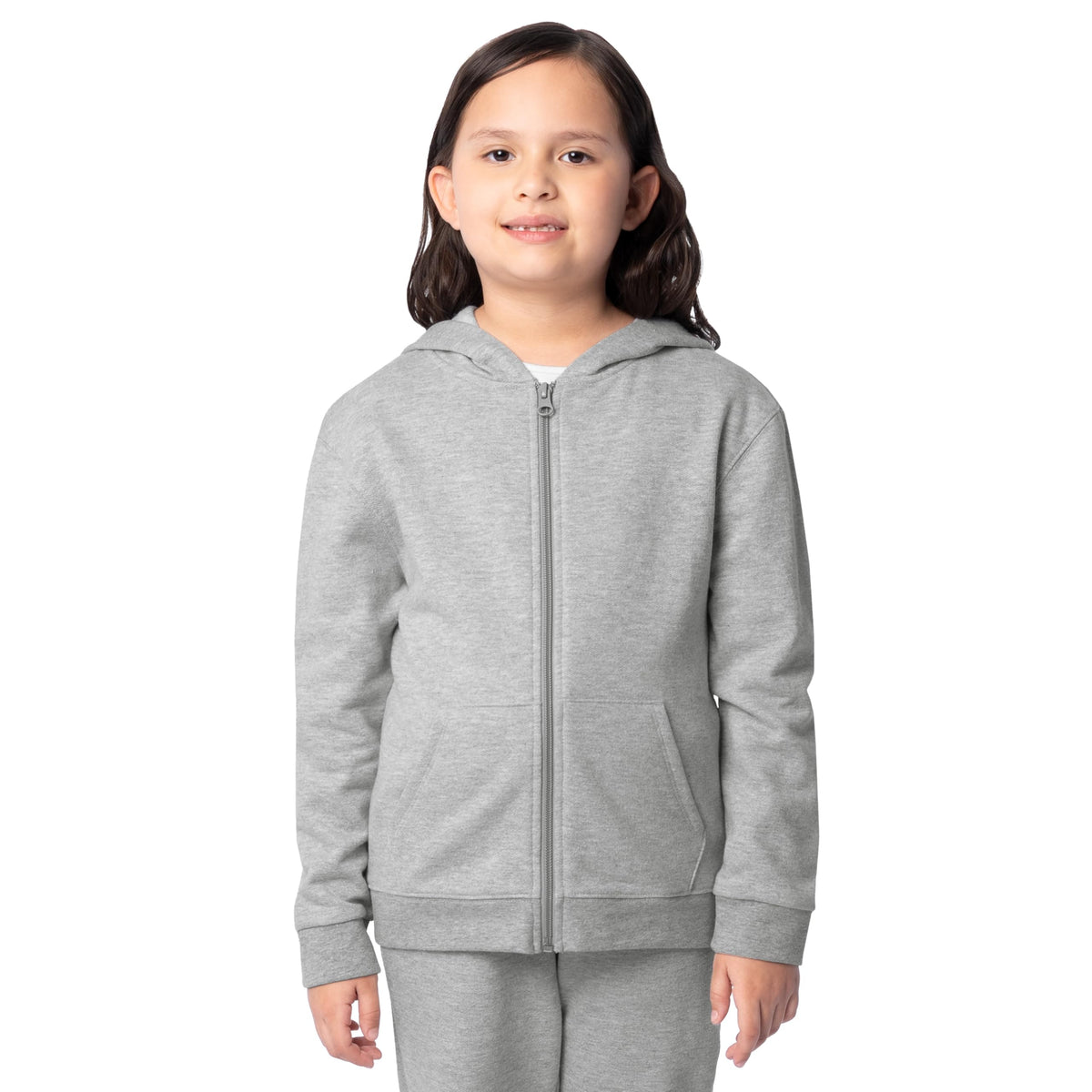 Fruit of the Loom Unisex Kids Fleece Full Zip Hoodie Sweatshirt, Light Grey Heather, Large