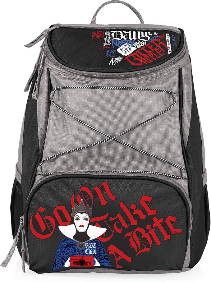 Picnic TIME Disney Snow White Evil Queen Backpack Cooler, Insulated Leakproof Soft Cooler Backpack, Waterproof Lunch Bag, Portable Hiking Ice Chest for Beach, Picnic, Camping & Travel (Black Gray)