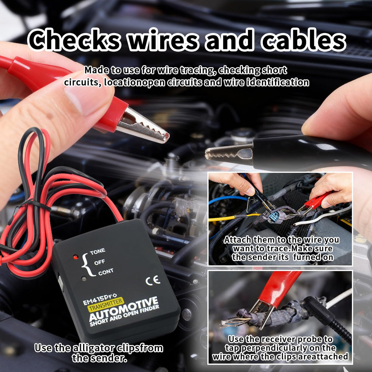 Cable Tracker Electrical, EM415 PRO Automotive Short & Open Finder, Wire Tracer with Flexible Probe, DC 6-42V Car Diagnostic Tool, Open Circuit Locator for Automotive Wiring Systems (No Battery)