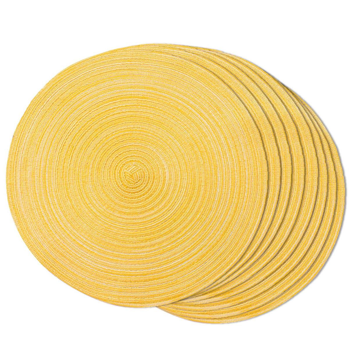 FunWheat Round Braided Placemats Set of 4 Place mats for Dining Tables Woven Heat Resistant Table Mats 15 inch (Wine,4pcs)