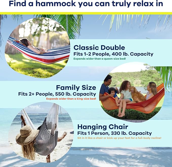 Handwoven Hammock by Yellow Leaf Hammocks - Family Size, Fits 2+ PPL, 550lb max - Weathersafe, Super Strong, Easy to Hang, Ultra Soft, Artisan Made - Color: Grey