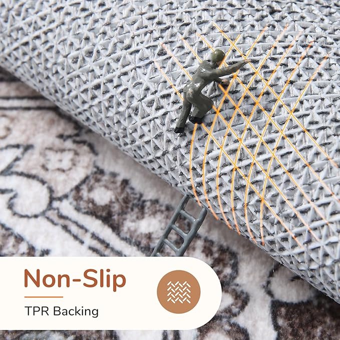 OPPODREAM Thin Entryway Rug 2x6, 2x6 Rug Runner, Washable Hallways Carpet 2 x 6 with Non Slip Backing, Low-Pile Bedside Carpet 2 x 6, Long, Faux Cashmere, Greenish Grey