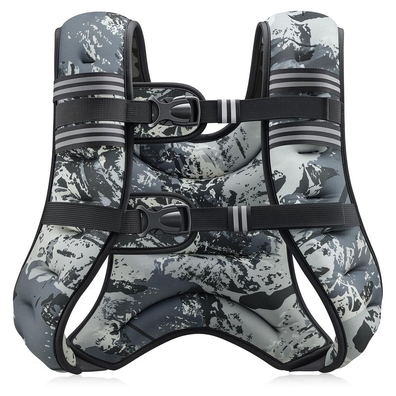 ZELUS Weighted Vest, 6lb/8lb/12lb/16lb/20lb/25lb/30lb Weight Vest for Men Women with Storage Pocket & Reflective Strips for Workout Strength Training Running Muscle Building, Urban Gray Camo (20 lb)