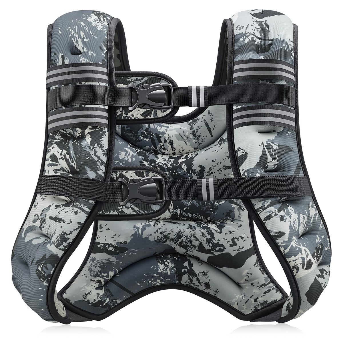 ZELUS Weighted Vest, 6lb/8lb/12lb/16lb/20lb/25lb/30lb Weight Vest for Men Women with Storage Pocket & Reflective Strips for Workout Strength Training Running Muscle Building, Urban Gray Camo (30 lb)