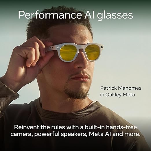 Oakley Meta HSTN, Warm Grey | Smart AI Glasses for Men, Women — Performance for Sports, Athletes — Camera, Audio, Video — 8 Hour Battery — 3K HD Resolution — Prizm™ Polarized Transitions® Lenses
