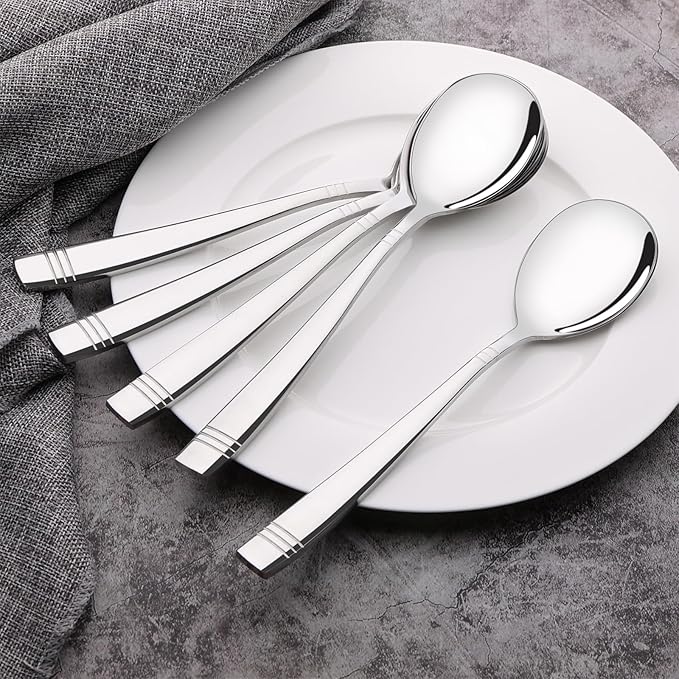 Yesdate Large Stainless Steel Serving Spoons, 6-Piece Set