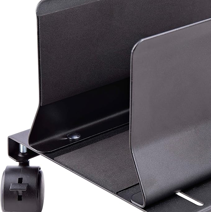 StarTech.com Computer Tower Cart, Rolling Mobile CPU Caddy on Wheels, Max Load 46.3lb/21kg, Adjustable Desktop Case Mount