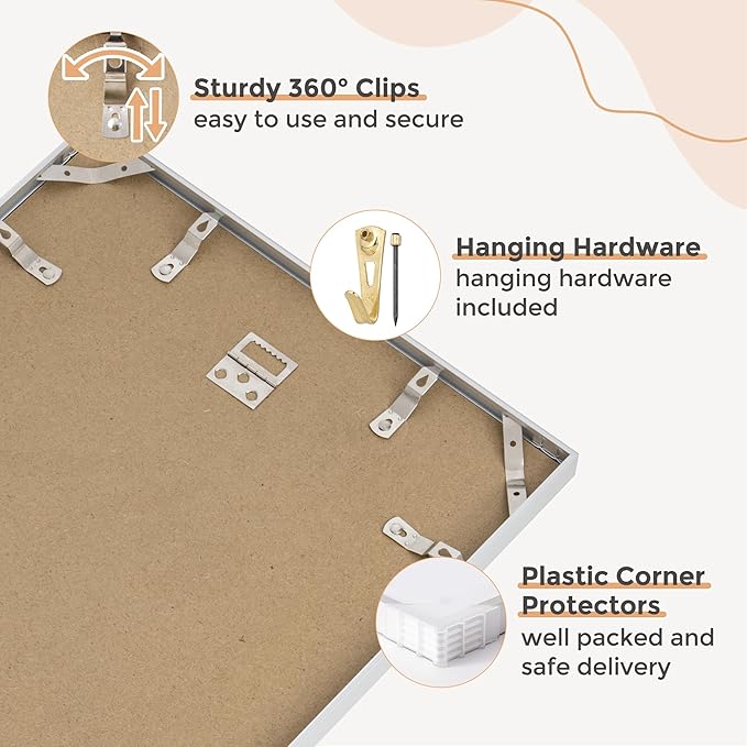24x36 Metal Picture Frame For Wall With Mat For 20x30, 24''x36'' Aluminum Photo Frames With Tempered Glass For Home Decor, Minimalist Modern Poster Frame Horizontal And Vertical Formats, Silver