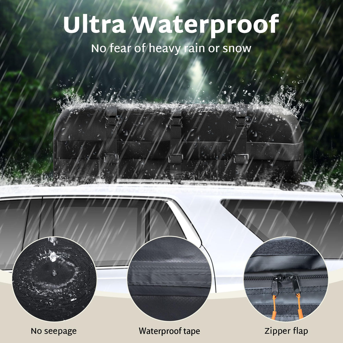 iBirdie Roof Rack Cargo Carrier 18.1 Cubic Feet, Soft-Shell Rooftop Cargo Box, Waterproof Heavy Duty 1200D for Car with/Without Roof Rack, Includes Anti-Slip Mat, Door Hooks, 46x34x20 inches