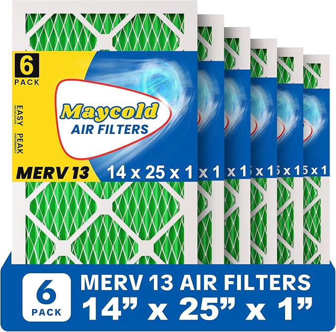 Maycold MERV 13 14x25x1 Air Filter, High-Efficiency Pleated AC & Furnace Filters