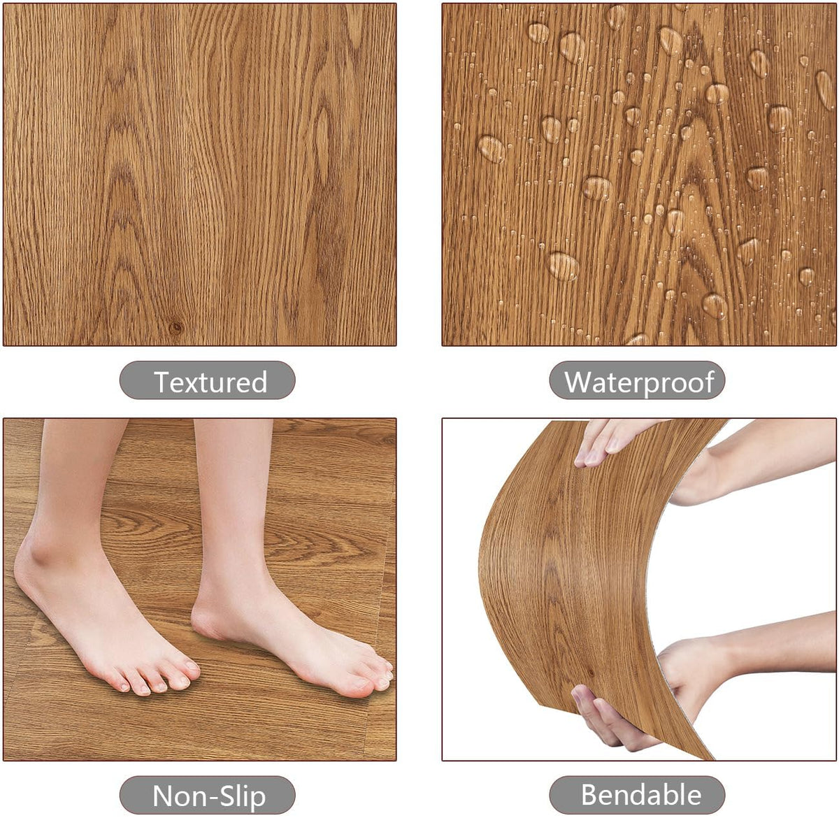 Yenhome 6"X36" Peel and Stick Vinyl Flooring Waterproof Peel and Stick Floor Tile Bathroom Kitchen Flooring Temporary Self Adhesive Floor Tiles for Renter Wood Scratch Resistant 35Plank 52.5Sq.Ft