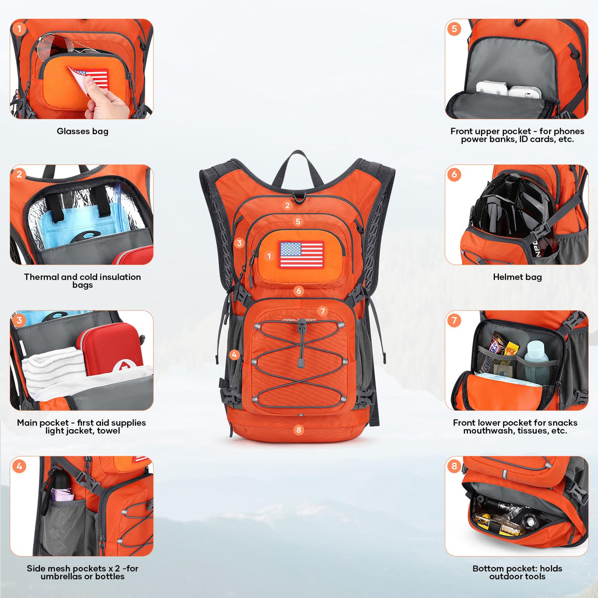 Maelstrom Lightweight Hydration Hiking Backpack with 2L Water Bladder