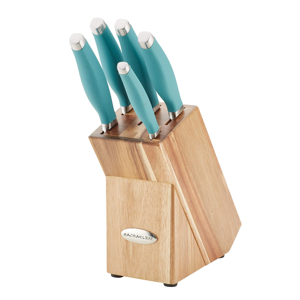 Rachael Ray Cucina Cutlery 2-Piece Japanese Stainless Steel Santoku Knife Set with Acacia Handles -,Acacia Wood