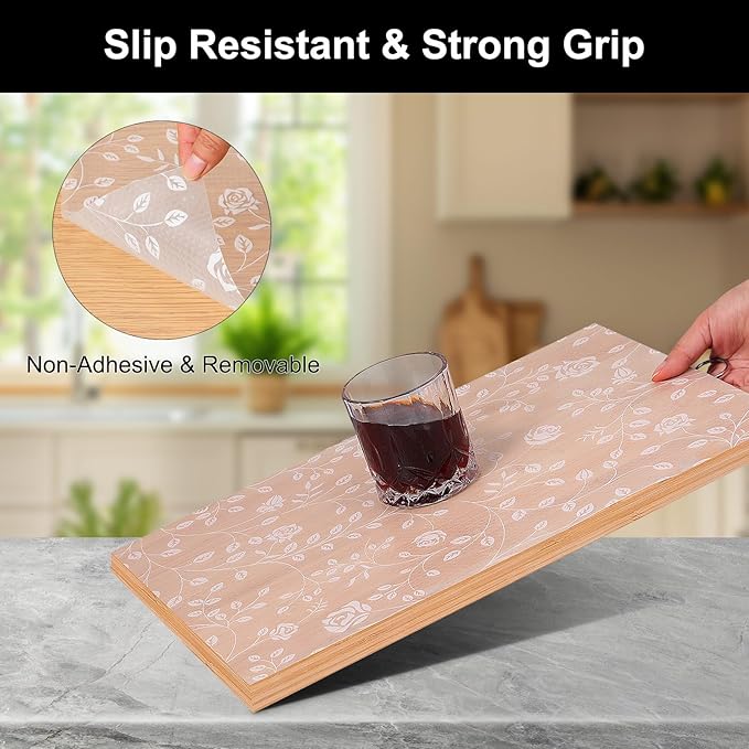 Cooyes Shelf Liner – Premium Non-Adhesive Cabinet & Drawer Liner for Kitchen – Waterproof Shelf Paper with Modern Pattern – Durable EVA Cabinet Mat – Easy to Cut （17.5" W x 78.7" L）