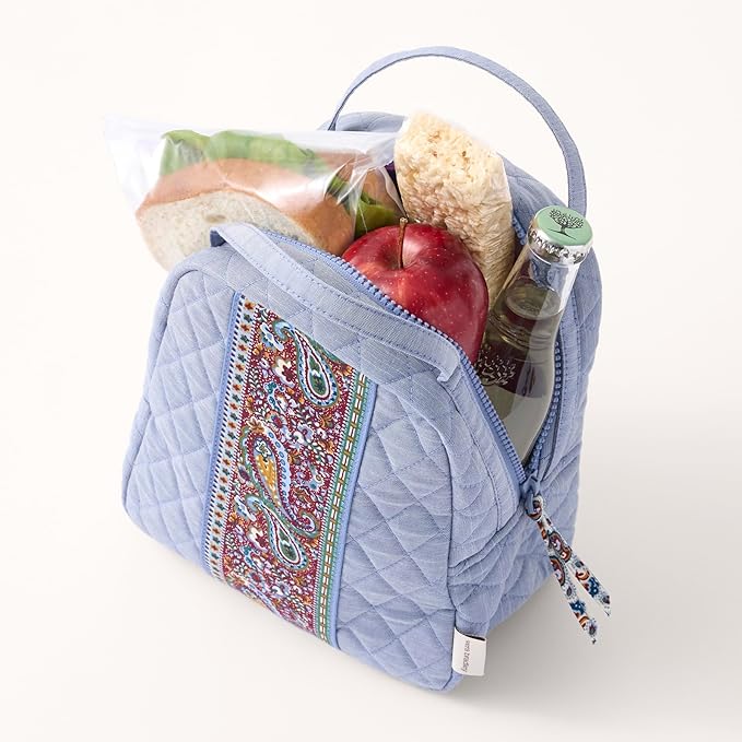 Vera Bradley Women'sPremium Cotton Lunch Bag, Black Chambray, One Size