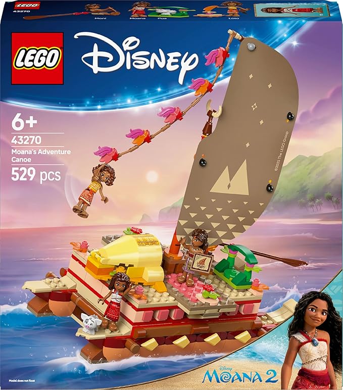 Lego 43270 Moana Canoe Adventure Toy, Toy, Birthday, Present, Blocks, Educational Girls, Boys, Children, 6, 7, 8, 9, Disney Goods, Pretend Play, Pretend Play