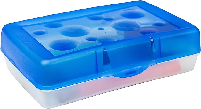 Storex Pencil Case, 8.38 x 5.63 x 2.5 Inches, Opaque Blue, Box of 12 (61623A12C)