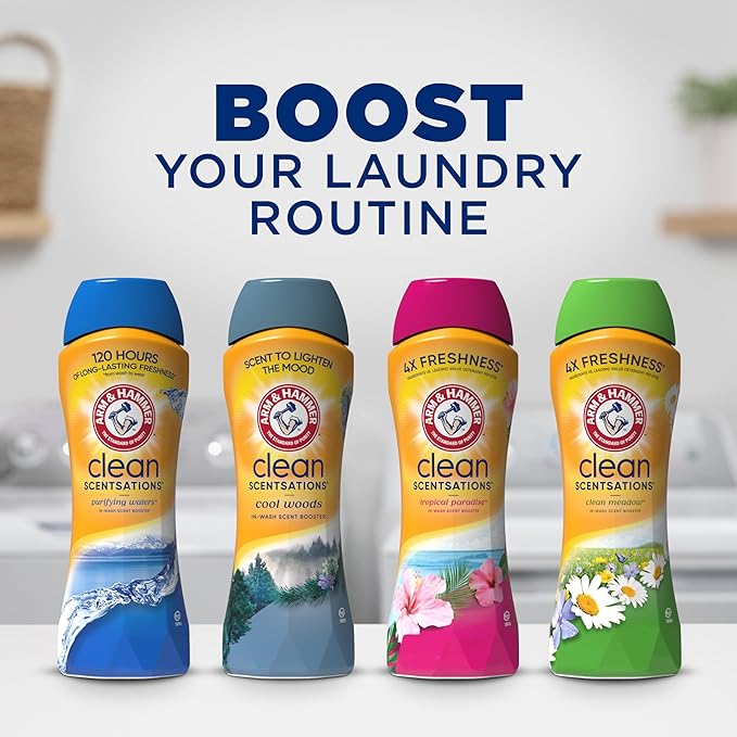 ARM & HAMMER Clean Scentsations In-Wash Scent Booster, Laundry Scent Booster Clean Meadow scent, 24 Oz