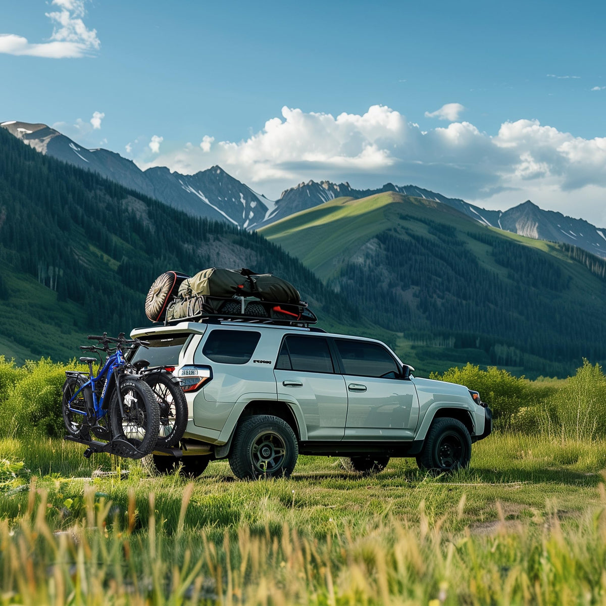 Young Hitch Mounted 2-Bike Rack with Two Posts for Standard, Mountain, Fat Tire Bikes, fit Car, SUV, Van, RV, Trailer, 200 lbs. Capacity