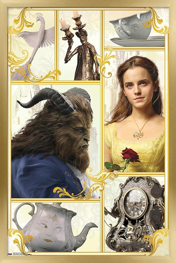 Trends International Disney Beauty And The Beast - Group Wall Poster, 22.375" x 34", Gold Framed Version