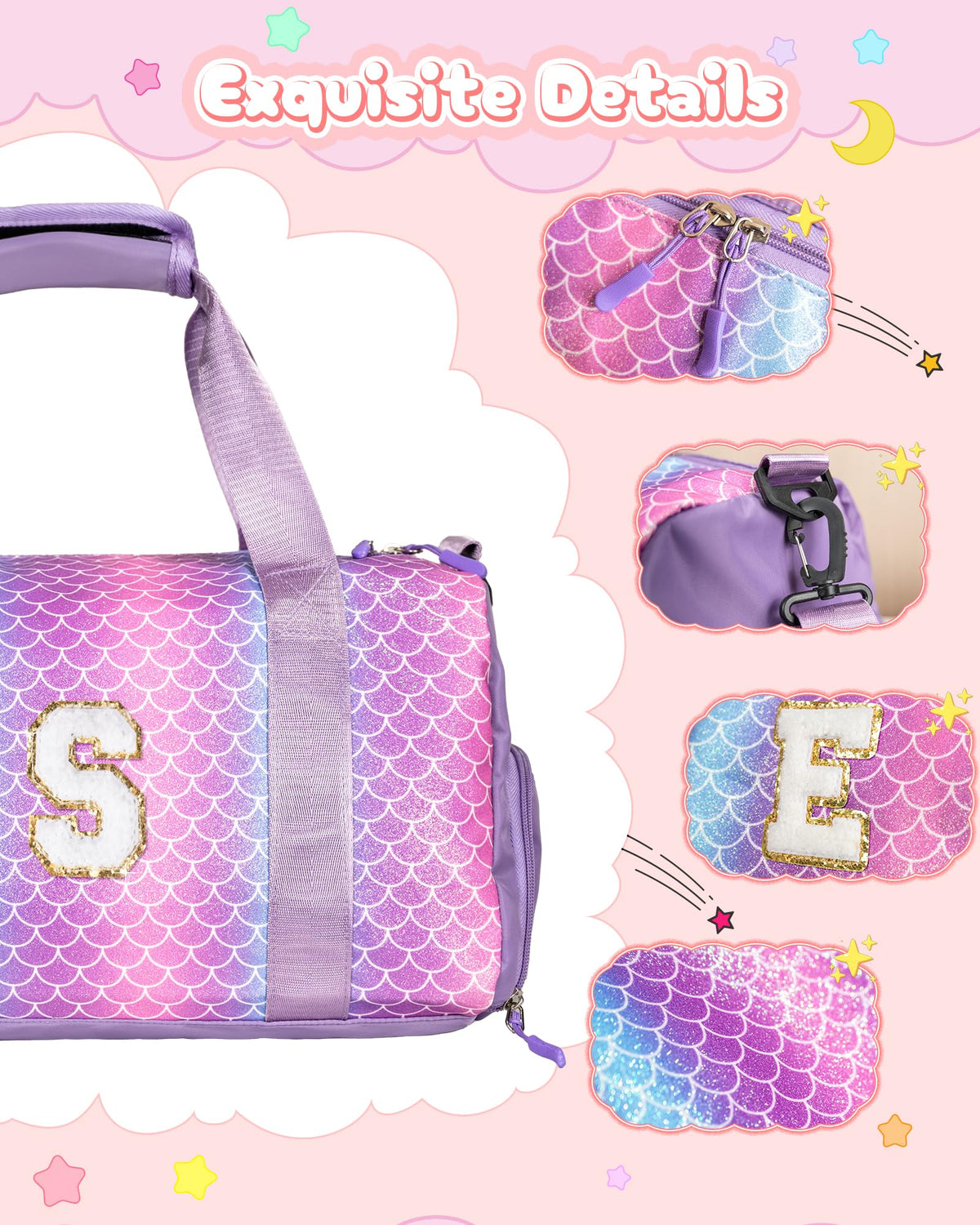 Vogewood Birthday Gift for Granddaughter-Girl Gym Bag with Shoe Compartment