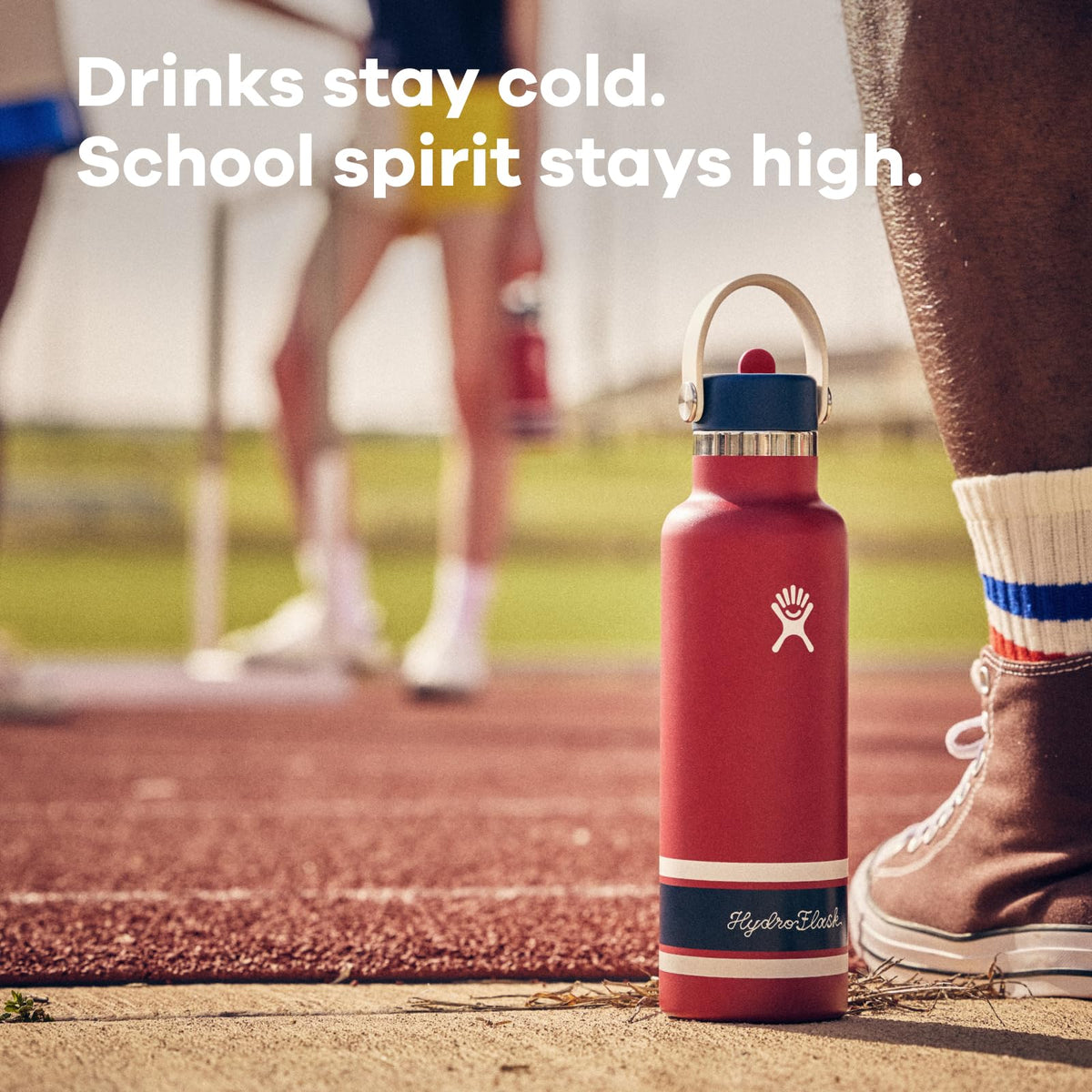 Hydro Flask Water Bottle - Insulated Stainless Steel - Standard Mouth Flex Straw Lid, Non Spill, Leakproof and Refillable in 21 Oz Campus Ivory