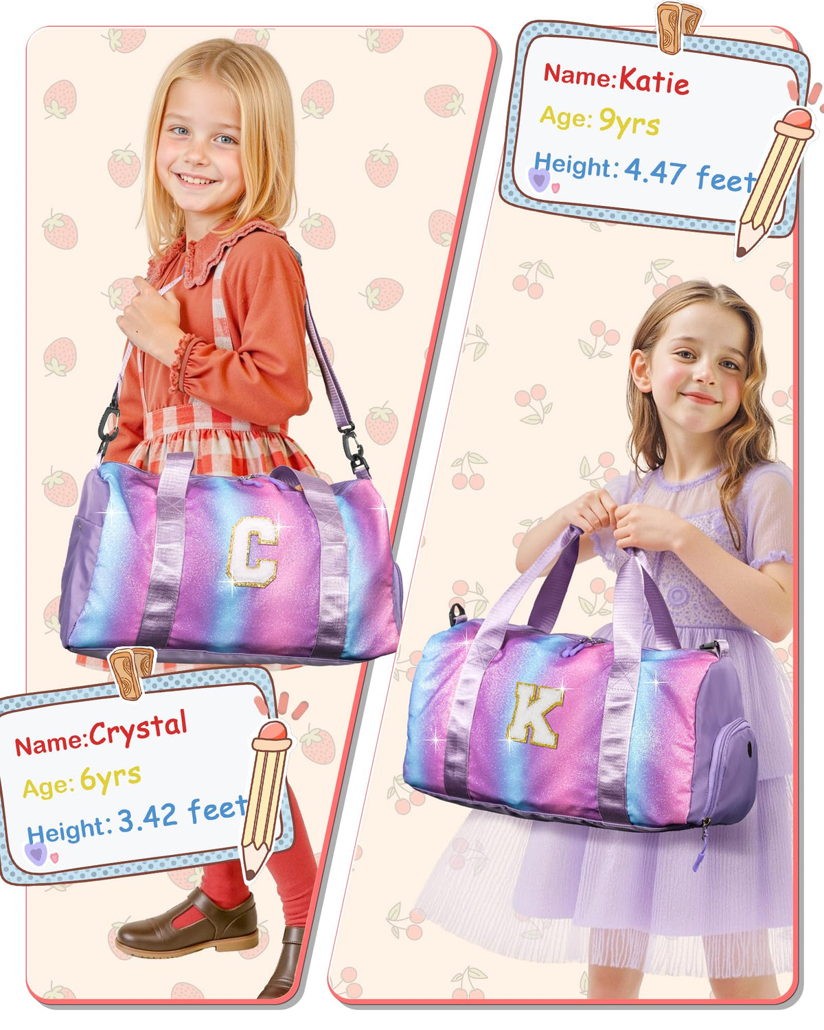 Vogewood Cute Preppy Gifts for Girls-Girl Gym Bag with Shoe Compartment