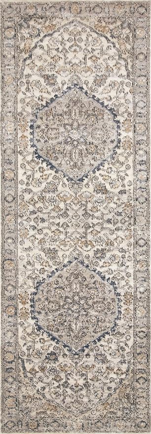 Loloi Teagan Collection TEA-01 Natural/Lt. Grey 2'-8" x 10'-6" Runner Rug, Large, Soft Neutral Rug, High-Traffic for Living Room, Bedroom, Home Office, Dining Area