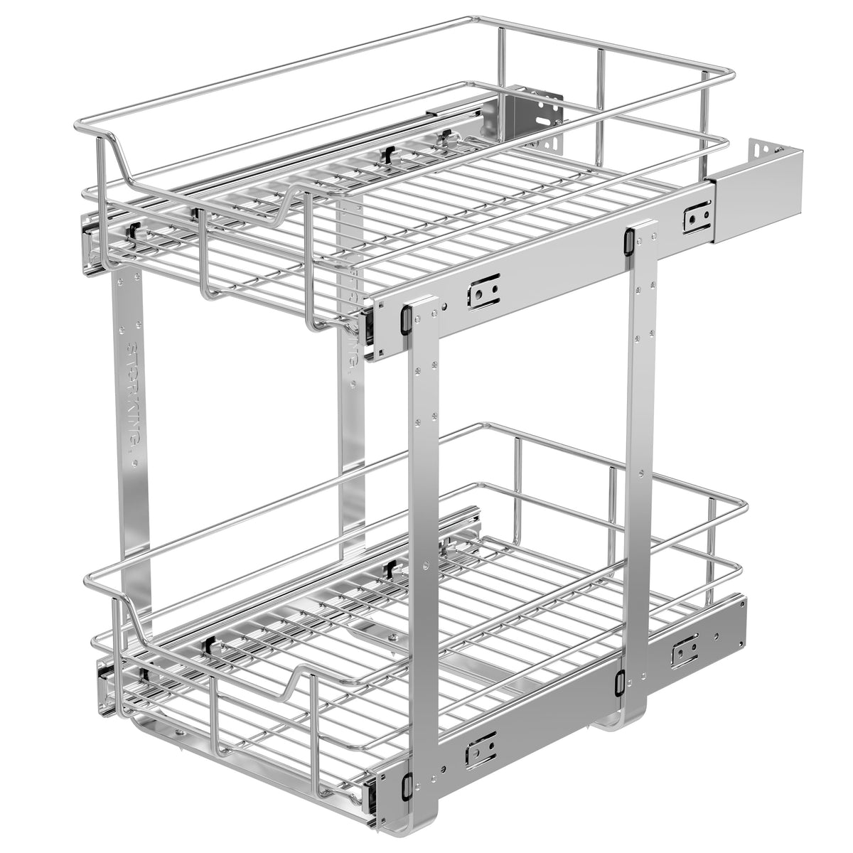 Pull Out Cabinet Organizer 18" W X 22" D, Chromed, Full Slide Out Drawers