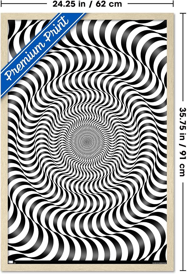 Trends International Zebra Stripe Optical Illusion Wall Poster, 34L x 22.4W, Blonde Framed Version