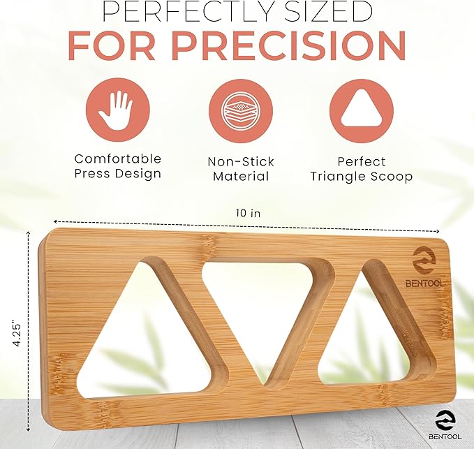 Onigiri Mold Set for Japanese Gift - Bamboo Medium Rice Ball Mold Kit for a DIY Bento Picnic - Wooden Rice Molds for Kids' and Family Lunch/Snack