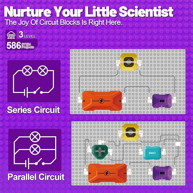 Gohero Circuits Science Kit，76 STEM Projects,Science Experiments for Kids with Fan, RGB Lights,Learning & Education toysKids Circuit Board for Kids(586 Projects+)