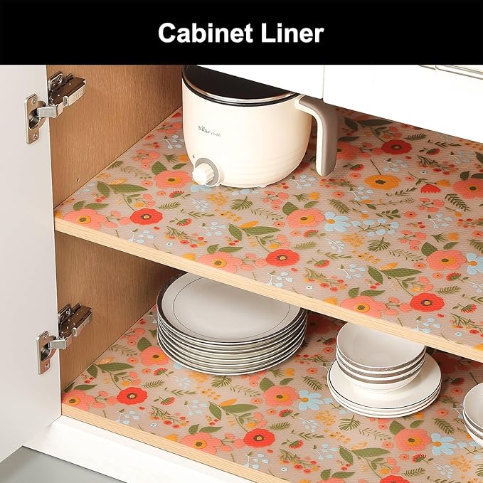 Cooyes Shelf Liner – Premium Non-Adhesive Cabinet & Drawer Liner for Kitchen – Waterproof Shelf Paper with Modern Pattern – Durable EVA Cabinet Mat – Easy to Cut (17.5" W x 360" L)