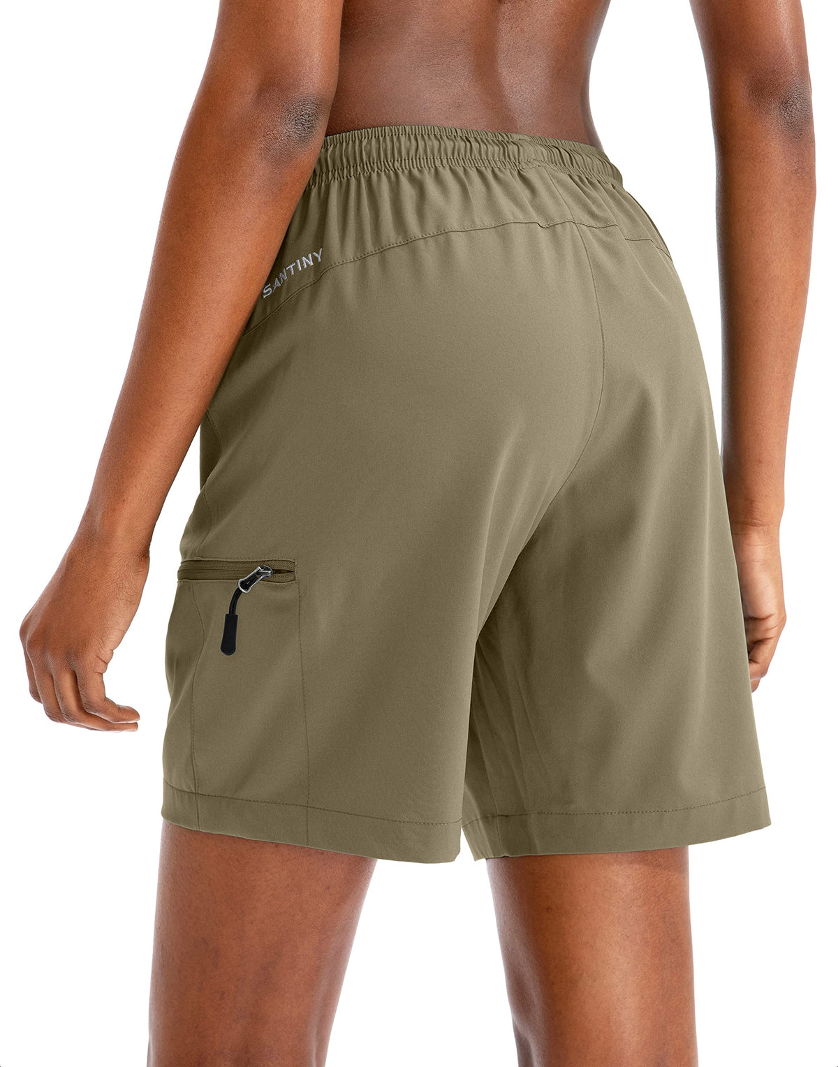 SANTINY Women's 5''/ 7''/9'' Hiking Cargo Shorts Quick Dry Lightweight Summer Shorts for Women Athletic Golf Zipper Pockets(Dusty Blue_L)