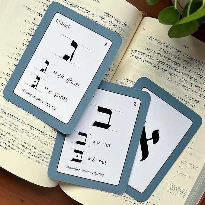 Biblical Hebrew Alphabet Flashcards for Beginners – 22 Alephbeth Study Cards + Bonus Vowel Pointing Reference Card – Portable & Durable 3.75”x5” Study Set for Biblical Hebrew Students – Mikra Academy