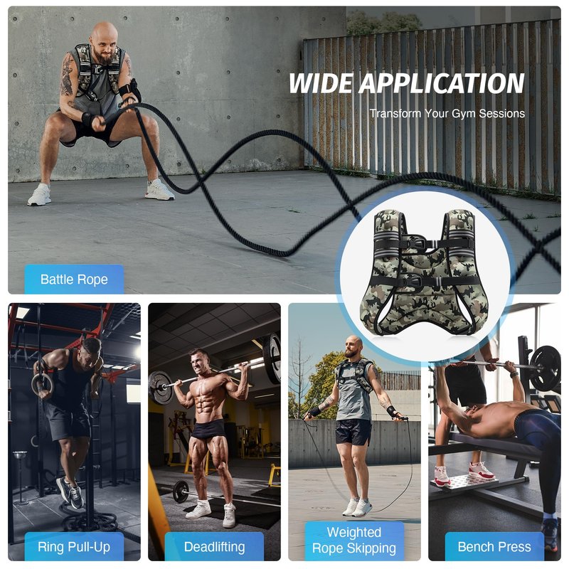 ZELUS Weighted Vest, 6lb/8lb/12lb/16lb/20lb/25lb/30lb Weight Vest for Men Women with Storage Pocket & Reflective Strips for Workout Strength Training Running Muscle Building, Desert Camo (30 lb)