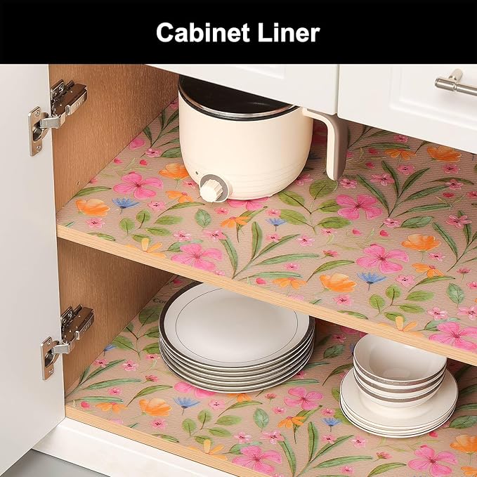 Cooyes Shelf Liner – Premium Non-Adhesive Cabinet & Drawer Liner for Kitchen – Waterproof Shelf Paper with Modern Pattern – Durable EVA Cabinet Mat – Easy to Cut （24" W x 240" L）