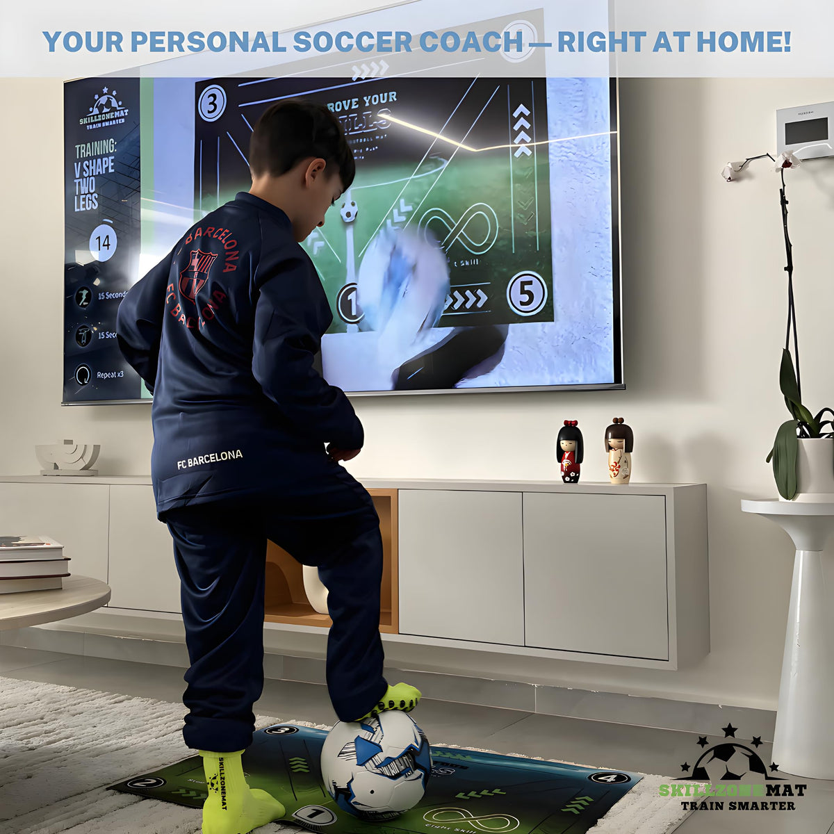 SkillZone Soccer Training Mat – Soccer Dribbling & Footwork Trainer with SkillZone Interactive Training Hub | Soccer Skills & Ball Control Practice for Kids & Teens | Indoor & Outdoor Agility & Coordination Training System (Galaxy Dribble - Match Kit)