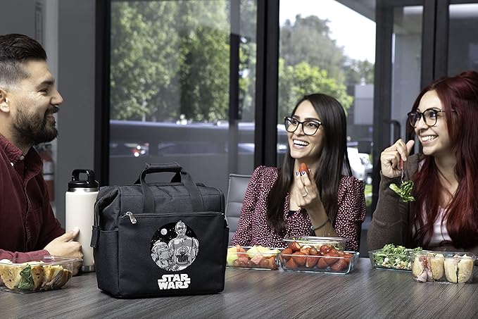 PICNIC TIME Star Wars Droids On The Go Lunch Bag, Soft Cooler Lunch Box, Insulated Lunch Tote, Leak-Resistant Work Lunchbox, Reusable Thermal Cooler Bag, (Black)