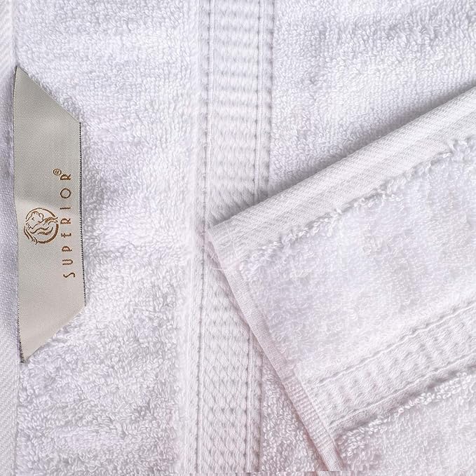 SUPERIOR Egyptian Cotton Pile 9 Piece Towel Set, Includes 3 Bath, 3 Hand, 3 Face Towels/Washcloths, Ultra Soft Luxury Towels, Thick Plush Essentials, Guest Bath, Spa, Hotel Bathroom, White
