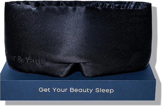 Fleur&Yang Silk Sleep Mask, Adjustable Blackout Sleeping Mask for Men Women, Soft Breathable 100% Mulberry Silk Fabric, Cooling Eye Cover Blindfold for DeepSleep or Meditation(Peaceful Black)