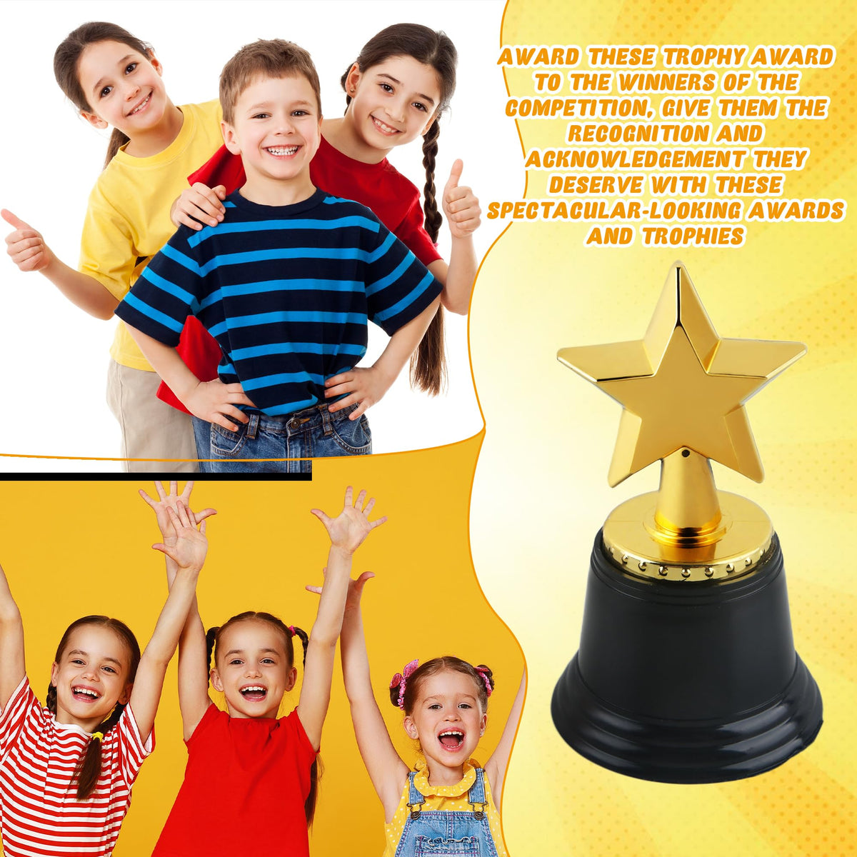 Cotiny 16 Pcs Mini Star Trophy Awards Plastic Small Gold Cups Trophy Bulk for Kids Sports Tournament Participation Rewards Competitions Winning Prizes