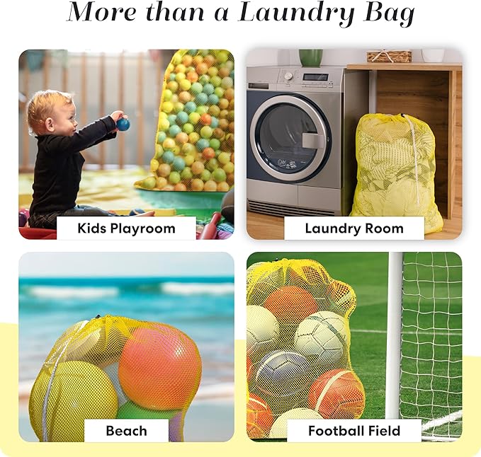 Handy Laundry Mesh XL Laundry Bag - Durable, Machine Washable with Secure Drawstring Closure - Perfect for College Dorms, Laundromats, Apartments (Yellow, Large 24" x 36")