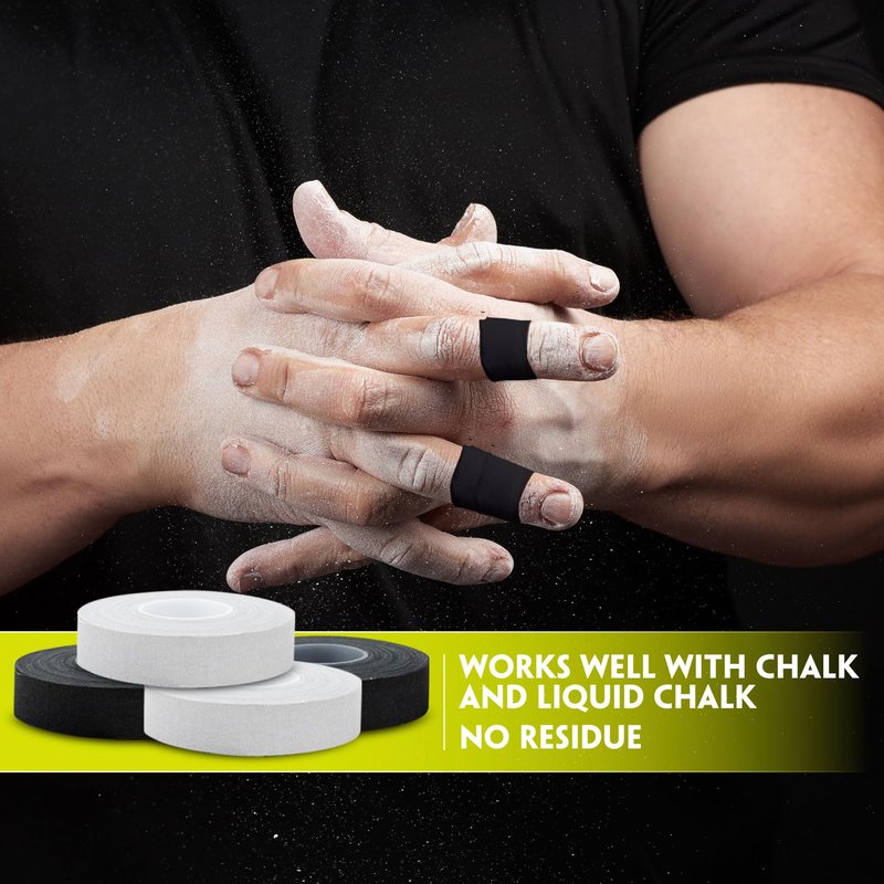 EAGLES Finger Tape 2, 3, 6 or 12 Pack Black or White | Residue Free Skin Friendly Strong Athletic Sports Tapes | 0.5” x 45 Ft for BJJ Jiu Jitsu Grappling MMA Knob Tape Weight (Black, 2 Pack)