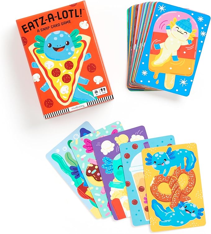 Mudpuppy Eatz-a-lotl! – Axolotl Version of Classic Kids Snap Card Game with Cute Illustrations of Axolotls for Children Ages 4 and Up, 2-4 Players