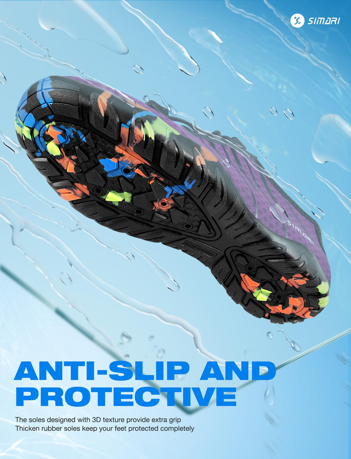 SIMARI Water Shoes for Women Men - Barefoot Quick-Dry Aqua Socks | Lightweight Swim Shoes for Surfing, Swimming, Beach Sports, Kayaking, Diving | Non-Slip Design