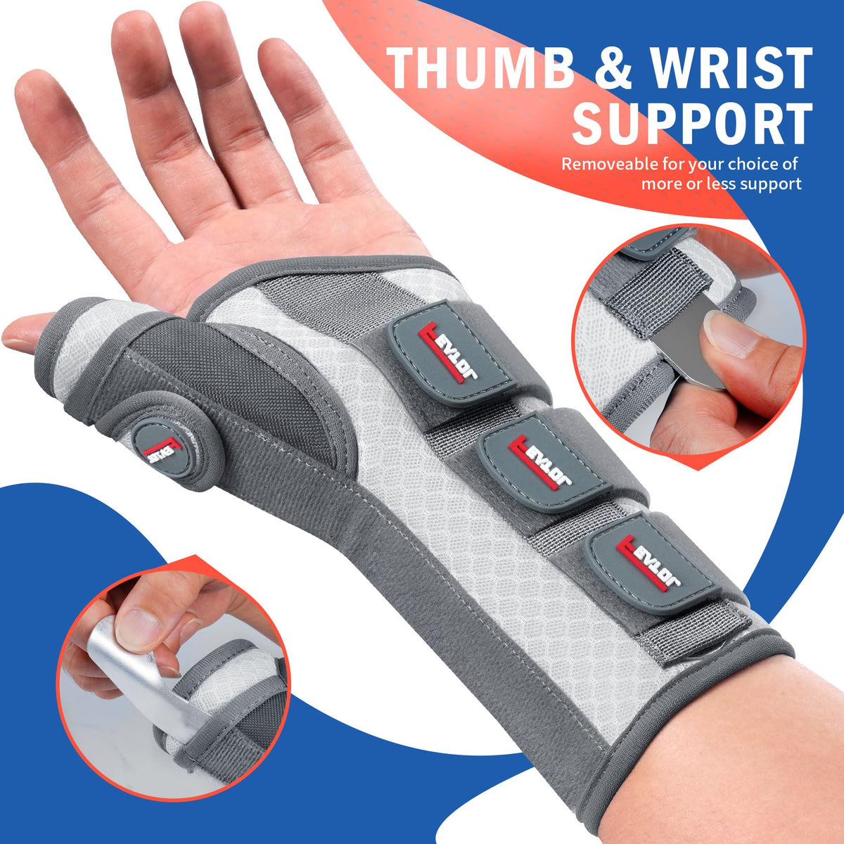 FEATOL Carpal Tunnel Wrist Brace Night Support, Thumb Spica Splint Left Hand for De Quervains Tenosynovitis, Tendonitis, Thumb Brace for Women Men, White Pink, Small/Medium